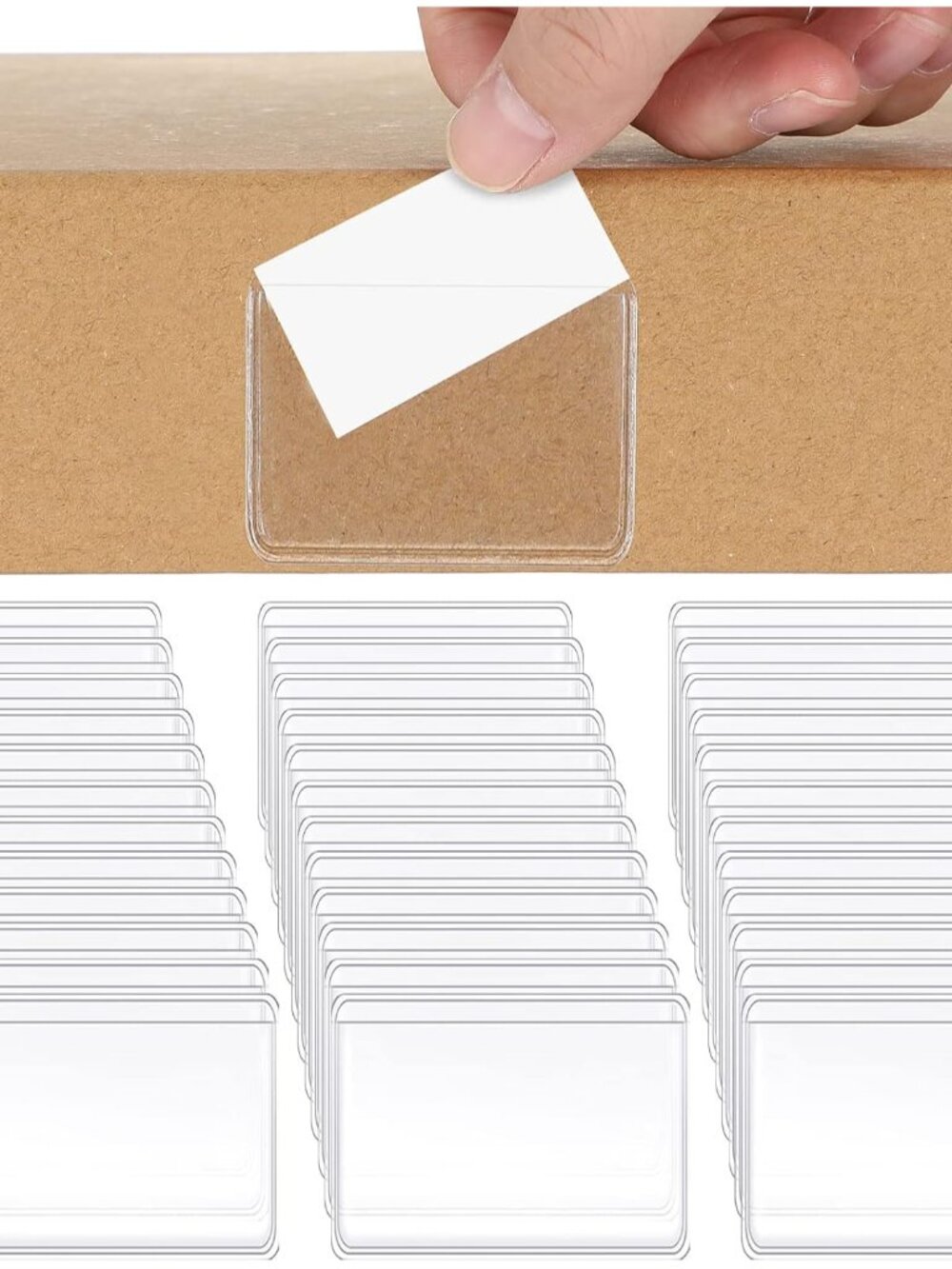 100 Pcs Label Holders Adhesive Nameplate Pockets Storage Bin Labels Index Card H